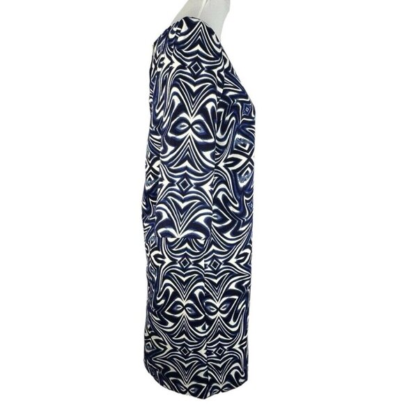 Taylor Women's NWT Blue Geometric 3/4‎ Sleeve Business Career Shift Dress 6/C38 - Picture 2 of 13